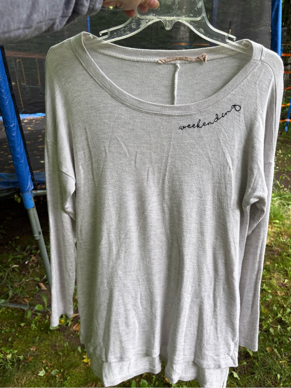 Soft Surroundings Light Gray 'weekending' Long Sleeve Tee